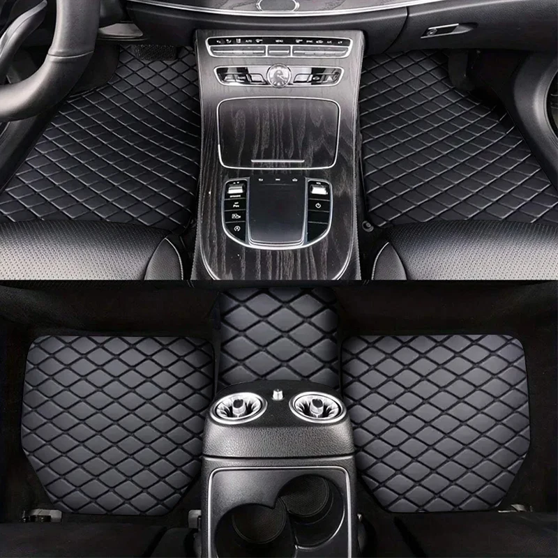 5Pcs Car Floor Mats PU Leather Waterproof Dust-Proof Auto Foot Pad Set Protector pads Fashion Simple Car Interior Accessories image 6