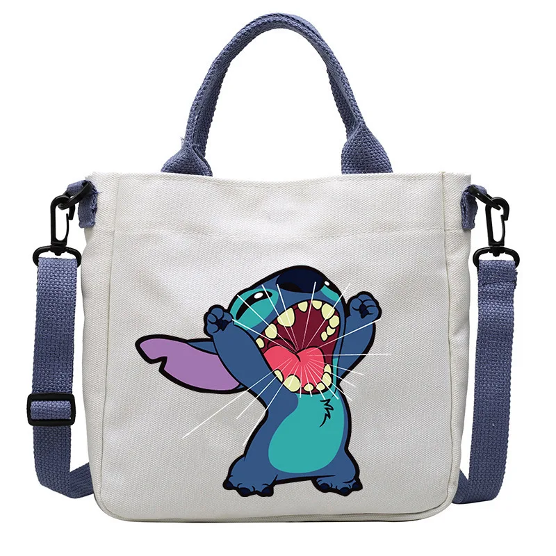 Stitch Disney Shoulder Bags Anime Lilo & Stitch Canvas Bag Cartoon Girl Disassembly Shoulder Strap Crossbody Handbag Gift