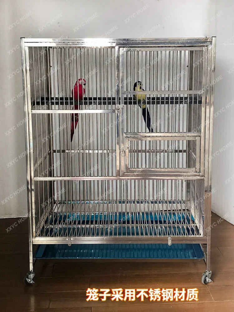 

Bird Cage Parrot Cage Domestic Large Anti-Feather Powder Splash-Proof Large Encryption Pet Cage