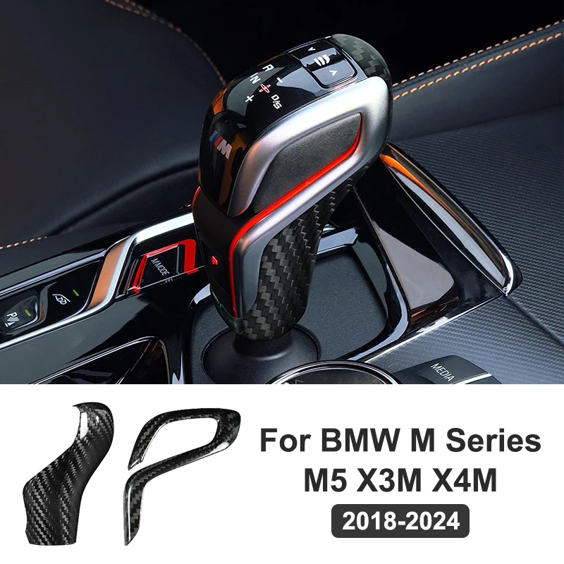 

For BMW M series M5 X3M X4M 2018-2024 Car Gear Shift Head Cover Decorative Sticker Real Carbon Fiber Modification Accessories
