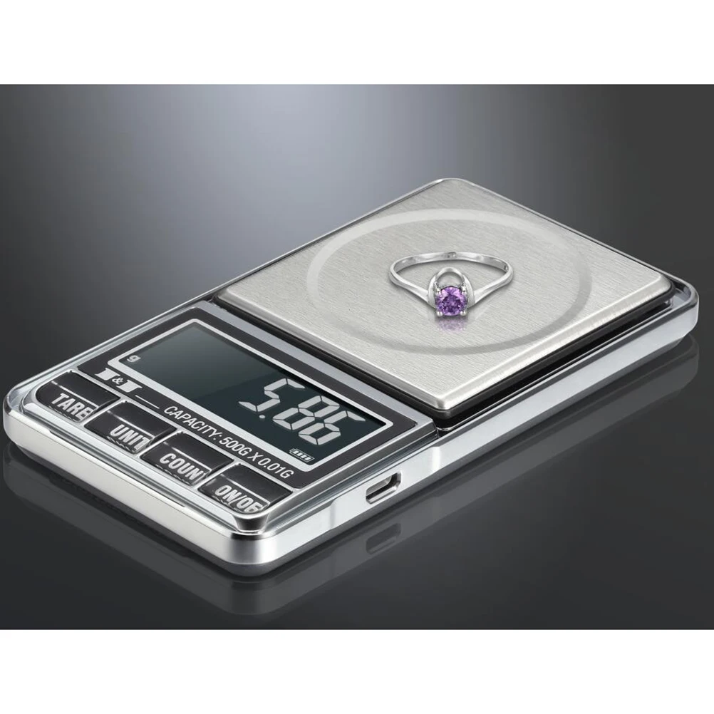 

Digital Jewelry Scale 0.1g Precision 1000g Capacity Pocket Scale Backlight LCD Gemstone Weighing Kitchen Balance