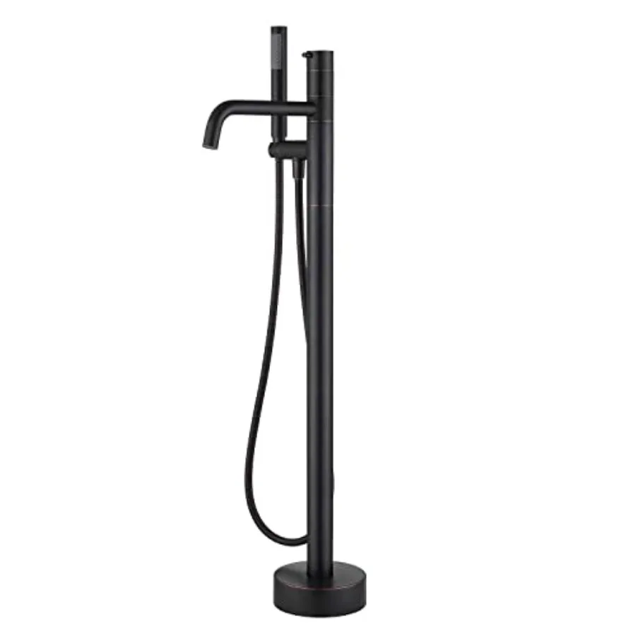 

Freestanding Bathtub Faucet Floor Mount Tub Filler Oil Rubbed Bronze Brass Single Handle Bathroom Faucets with Hand Shower