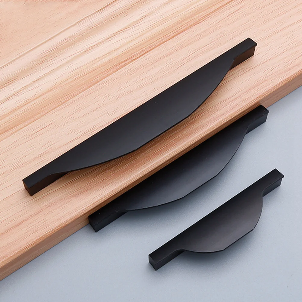 

6Pcs Black Drawer Pulls High Grade Aluminum Alloy Durable Cabinet Handles Smooth Edge Modern Home Furniture Decor