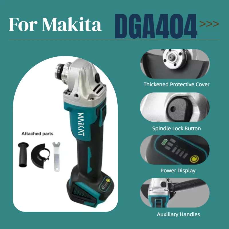 New For Makita DGA404 Brushless Lithium Electric Angle Grinder Rechargeable Cutting Machine High Power Machine Power Tool  18V