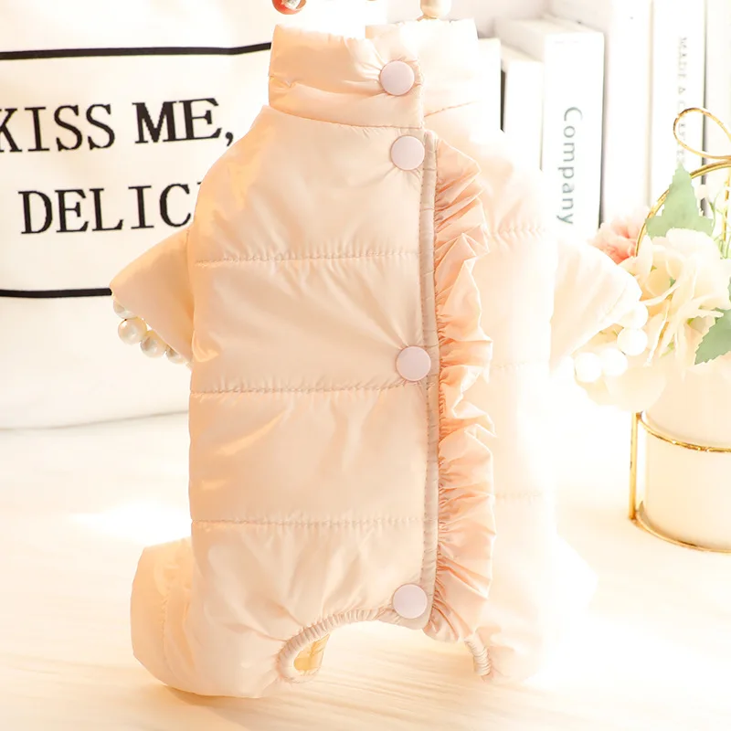 Dog Clothes Winter Clothes Four-legged Belly Protection Neutering Cotton-padded Clothes Down Fabrics Small Dog Teddy Pet Supplie