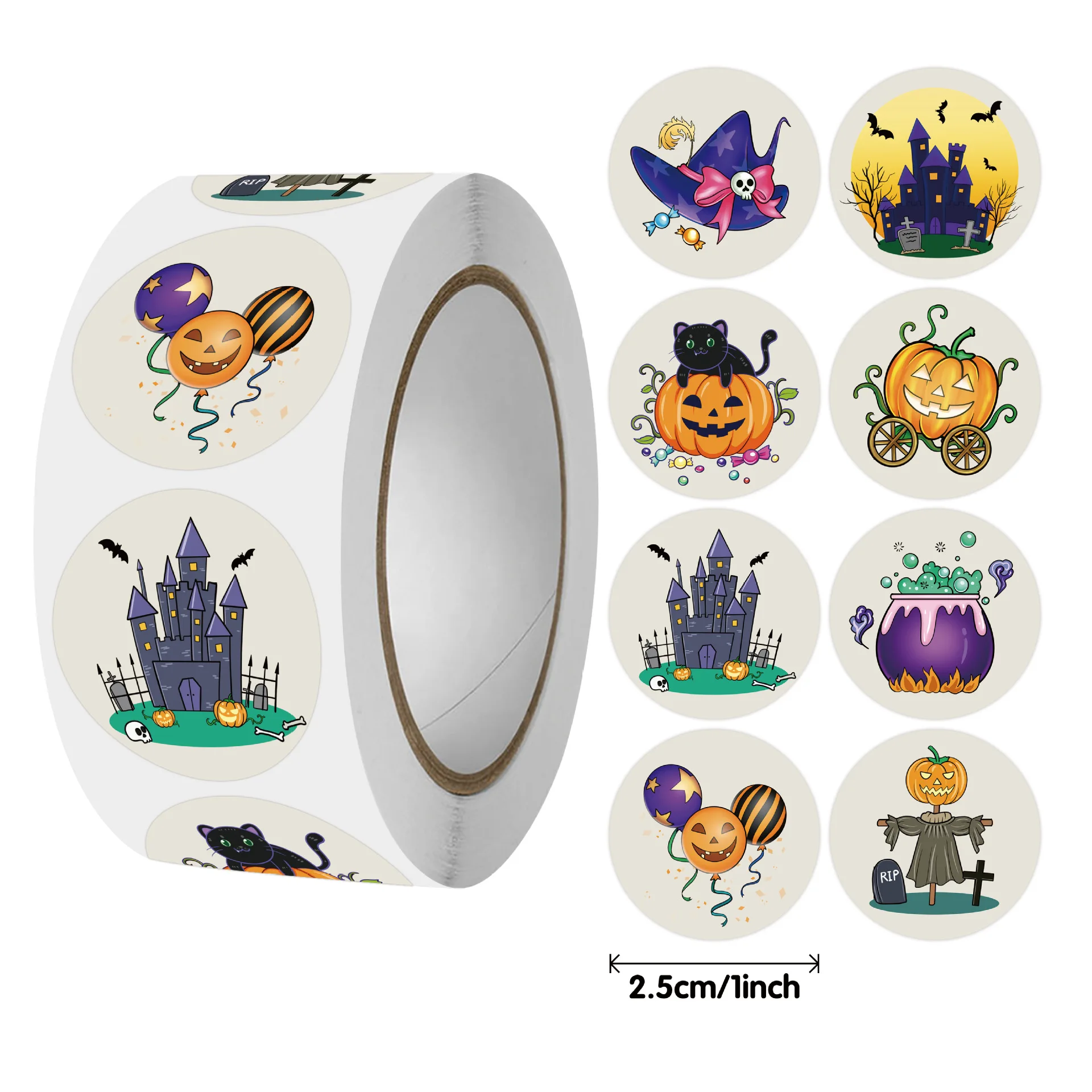 

500pcs/Roll Horror Halloween Festival Cartoon Sealing Stickers DIY PVC Laptop Decals Decoration Reward Gift Toy
