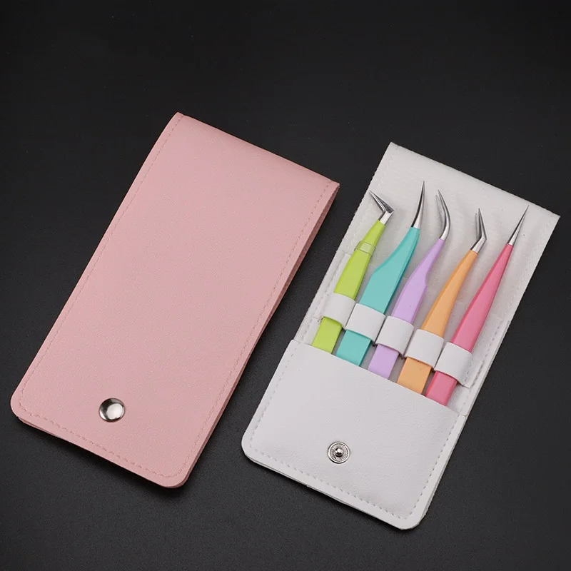 속눈썹 연장을위한 5pcs 거짓 속눈썹 족집게 세트 클립 부팅 볼륨 격리 정확한 눈썹 네일 아트 집게 메이크업 도구