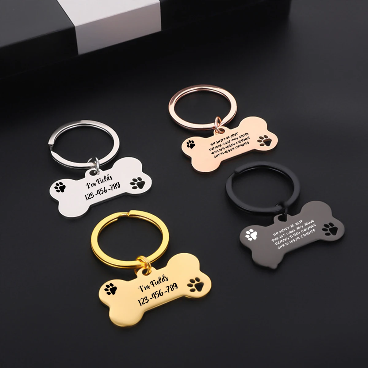 Customized Pet Dog Collar Accessories, Identity Tags, Engraved Custom Pet Information, Bone Shaped Dog Tags, Prevent Pets From L