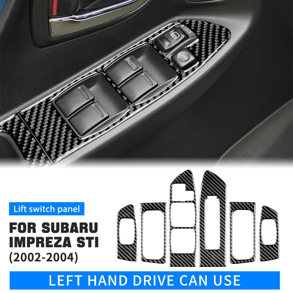 

Carbon Fiber Window Switch Panel Trim For Subaru Impreza WRX STI 2002-2004 LHD Front Rear Door Lift Frame Cover 6PCS Interior