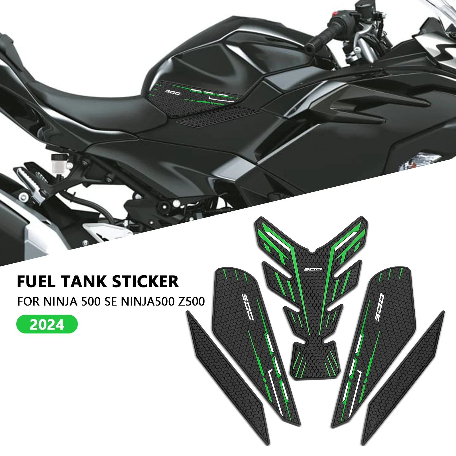 

For NINJA 500 SE NINJA500 2024 2025 Motorcycle Accessories Non-slip Side Fuel Tank Stickers Waterproof Pad Rubber Sticker