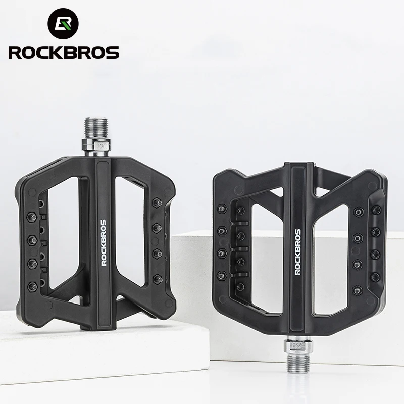 

ROCKBORS Bicycle Pedal Anti-slip Nylon Bike Pedals DU Pelin Sealed Bearings Flat Platform Pedal MTB Road Cycling Pedal Parts