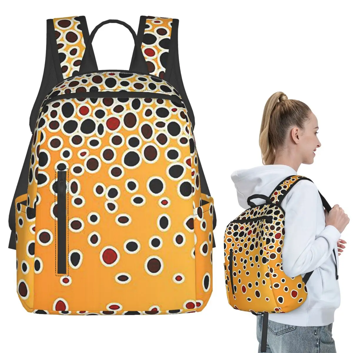 

Brown Trout Skin Backpack Student BookBag Kids School Bag Computer Shoulder Bags Men Women