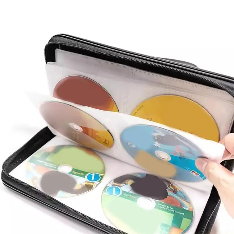 F62C 80-Capacity CDs Package Case Portable CDs Sleeve Reliable Storage Bag Protective Cover for Office Car Travel Accessory