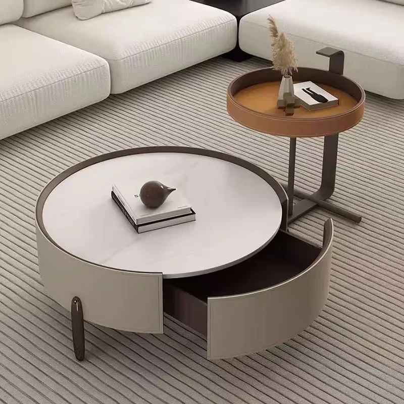 Designer Modern Coffee Table Living Room Metal Simple Round Small Side Table Nordic White Couchtisch Wohnzimmer Furniture Home