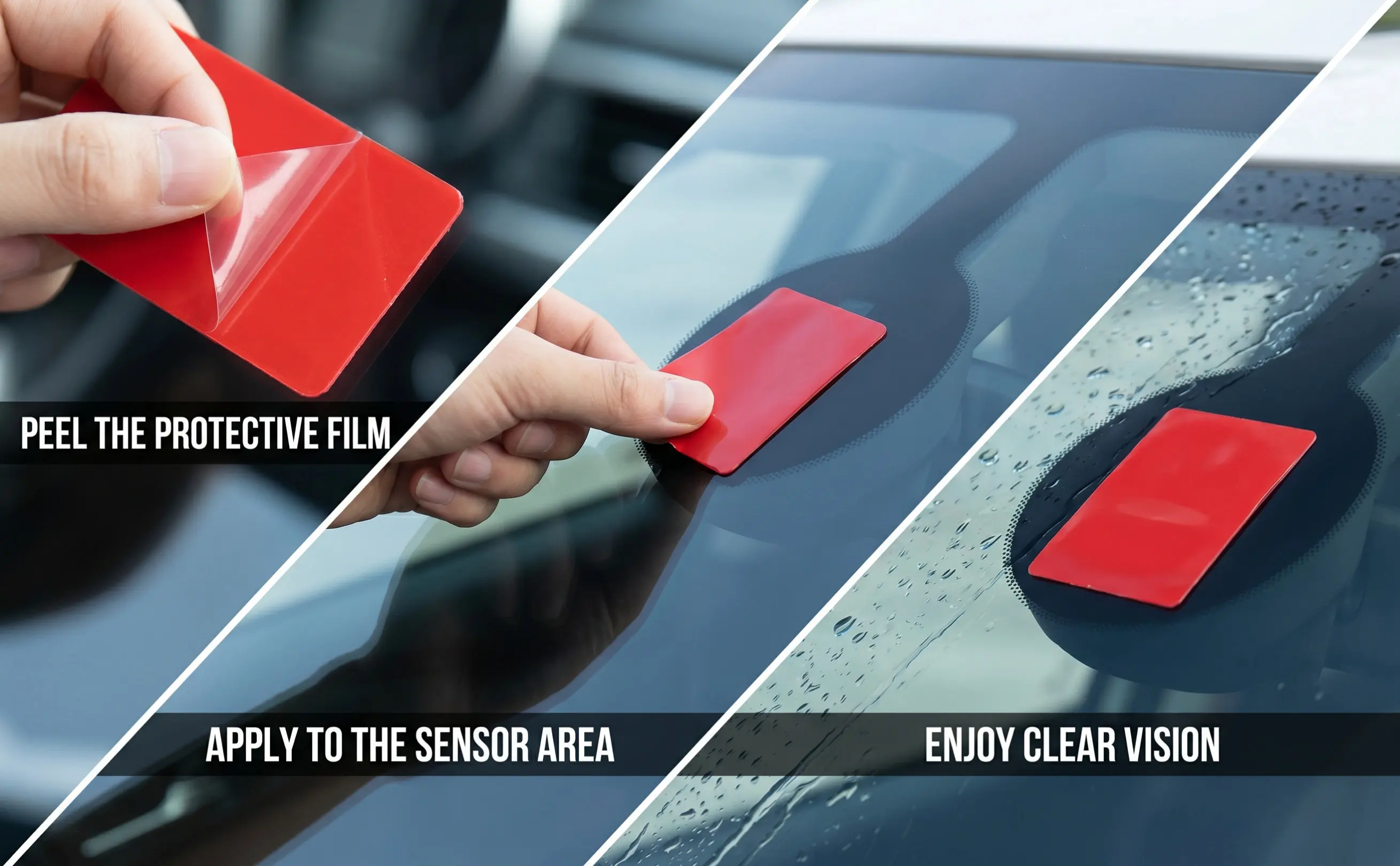 2Pcs Windshield Rain Sensor Protective Film Car Rain Detection Adhesive Film Universal Fit Automatic Wiper Activation Clear