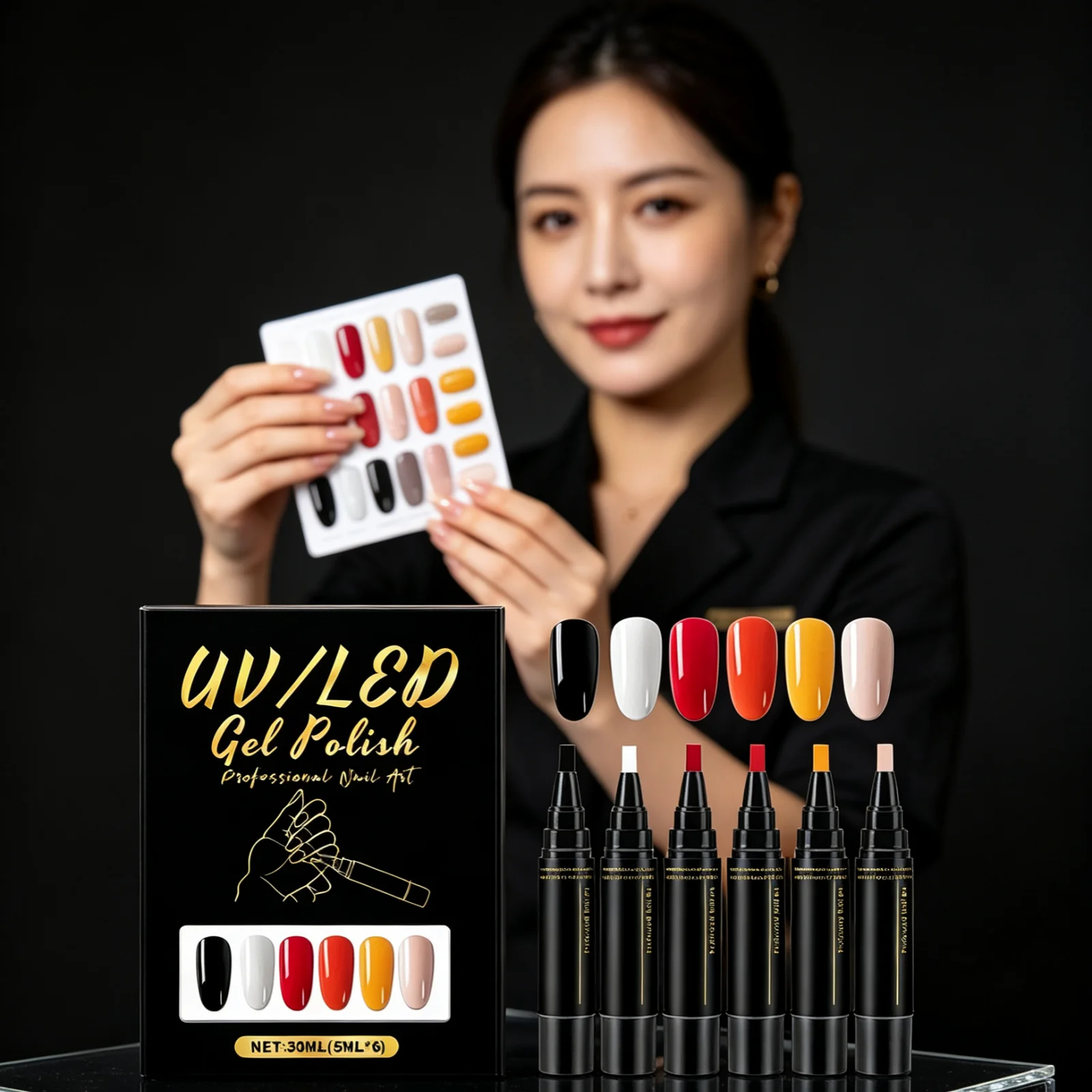 Gel Nail Polish Pen Long Lasting Nourish Precise Application Beginner Friendly Quick Drying Mild Formula Nail Gel Pen 6 Colors