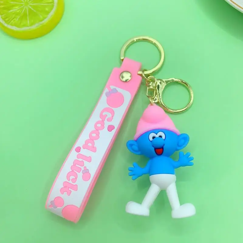 Creative Cartoon Smurf Doll Keychain Pendant Bag Car Keychain Accessories Blind Box Small Gift Wholesale