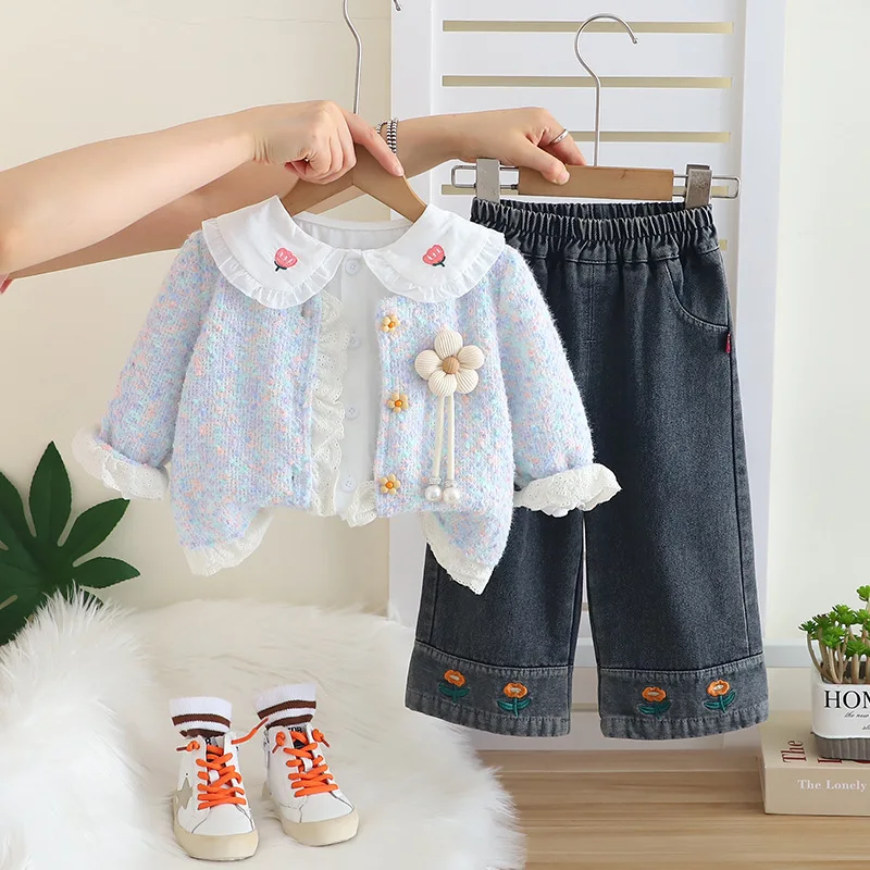 

New Spring Autumn Baby Clothes Suit Children Girls Jacket Shirt Pants 3Pcs/Sets Infant Clothing Toddler Costume Kids Tracksuits
