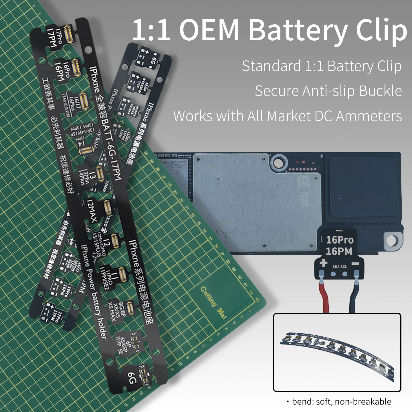 완롱 BATT FPC 플렉시블 파워 배터리 홀더는 아이폰 6G-17PM 수리용 파워 배터리 홀더 도구에 대해 DIY 납땜이 필요합니다.