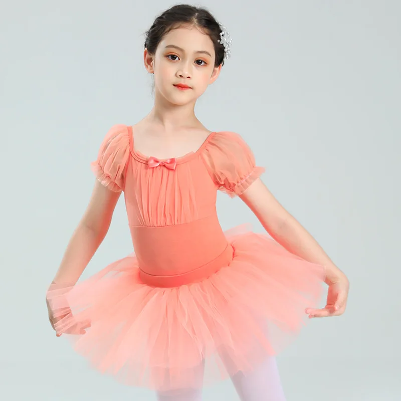 

Танцевальный костюм, детское женское летнее тренировочное платье с короткими рукавами, балетная юбка для девочек, детский китайский танец, Белоснежка