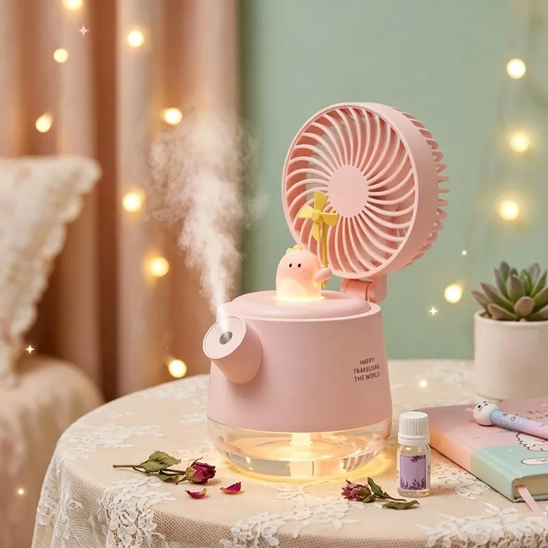 USB Charging 4-In-1 Cute Pet Water Bottle Spray Fan-Dreaming Desktop Humidifier Fan