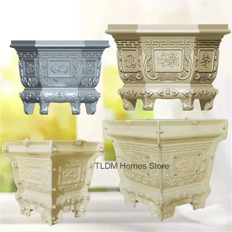 

Hexagonal Cement Flowerpot Mold Home Garden Balcony Bonsai Pot Template Concrete Cast-in-place Homemade Plastic Flowerpot Mold