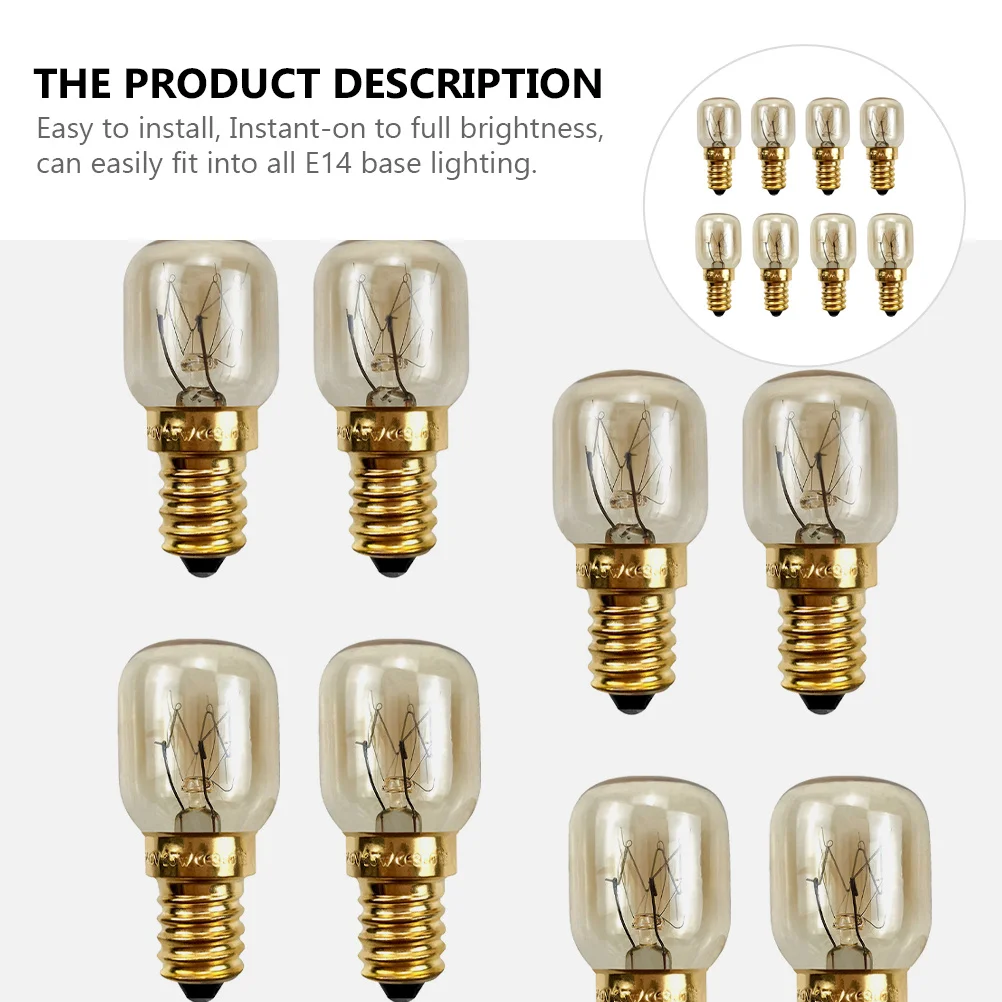 

8Pcs Oven Light Bulbs Heat Resistant E14 Base 2700k Warm White Bulbs for Microwave Refrigerator Lamp 360 Degree