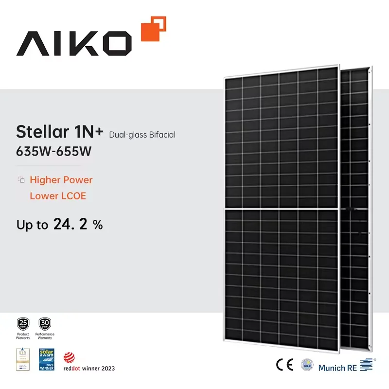 Aiko Photovoltaic Power System  N-type ABC Bificial Solar Panel 650w Solar Panels PV for Home Electricity