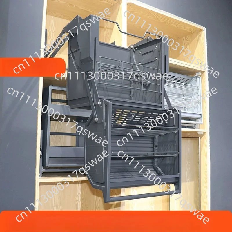 Double Body Pull Down Lift Basket 2 Tier Upper Cabinet Storage Elevator Kitchen Space Saving Organizer Rack