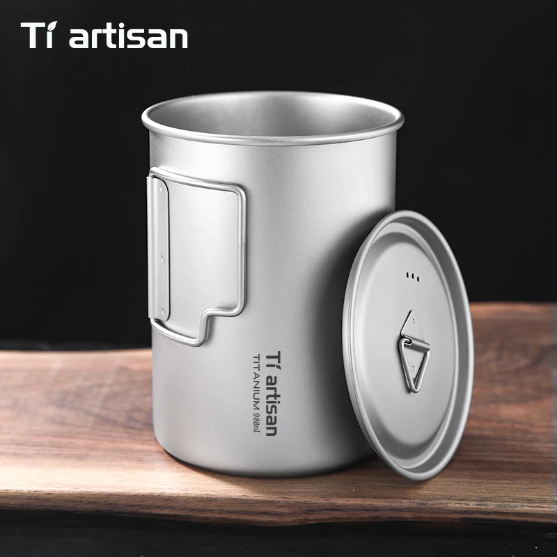 

Титановая складная кружка Tiartisan 750 мл/900 мл с крышкой, большая емкость, легкая походная посуда для напитков