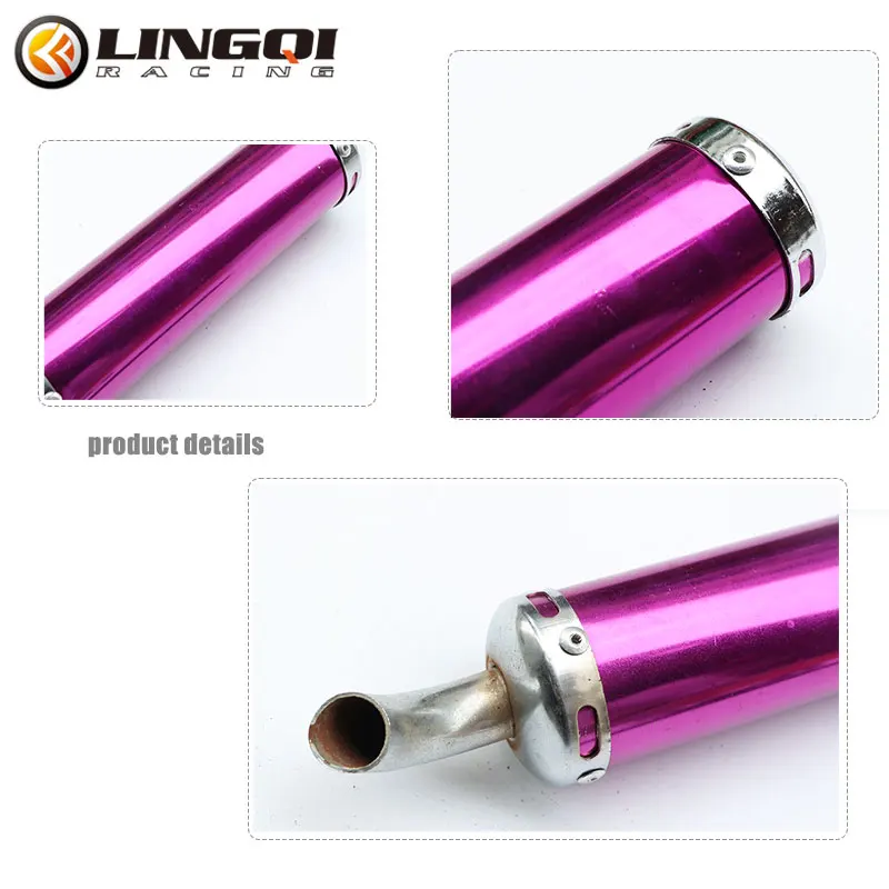 LYNNCHI Motorcycle 310mm Length Exhaust Escape Muffler Pipe For 50cc 250cc 2 Stroke Scooter ATV Street Bike Modified Parts