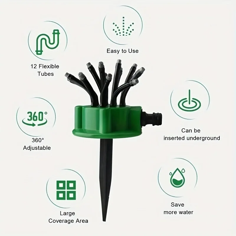 Garden Irrigation Sprinkler 360° Coverage Automatic Rotating Lawn Courtyards Flower Beds Agricultural Irrigation Sprinkler