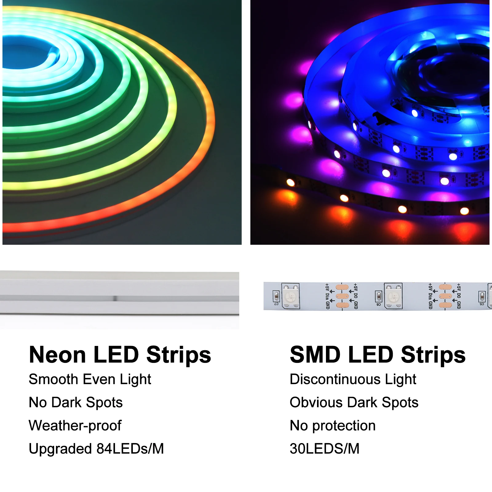 RGB WS2811 LED Neon Strip Light Rainbow Rope Lights 12/24V 6x12mm Flex Silicone Neon Rope Light Addressable Dreamcolor Strip Tap