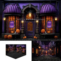 Nawiedzone Halloween Street Backdrops fotografia dziecięca rekwizyty festiwal dla dorosłych dekoracje magiczny sklep na tle