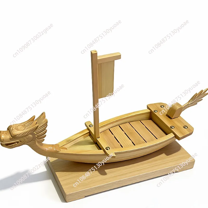 

Sushi sashimi dry ice sashimi plate seafood platter container tableware wooden boat dragon boat bamboo