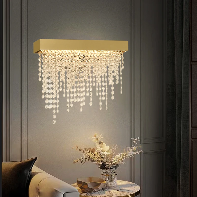 Imagem -03 - Modern Crystal Led Wall Sconce para o Quarto Ouro Preto Prata Abajur de Cabeceira Home Decor Sala de Estar Luminária Lustre