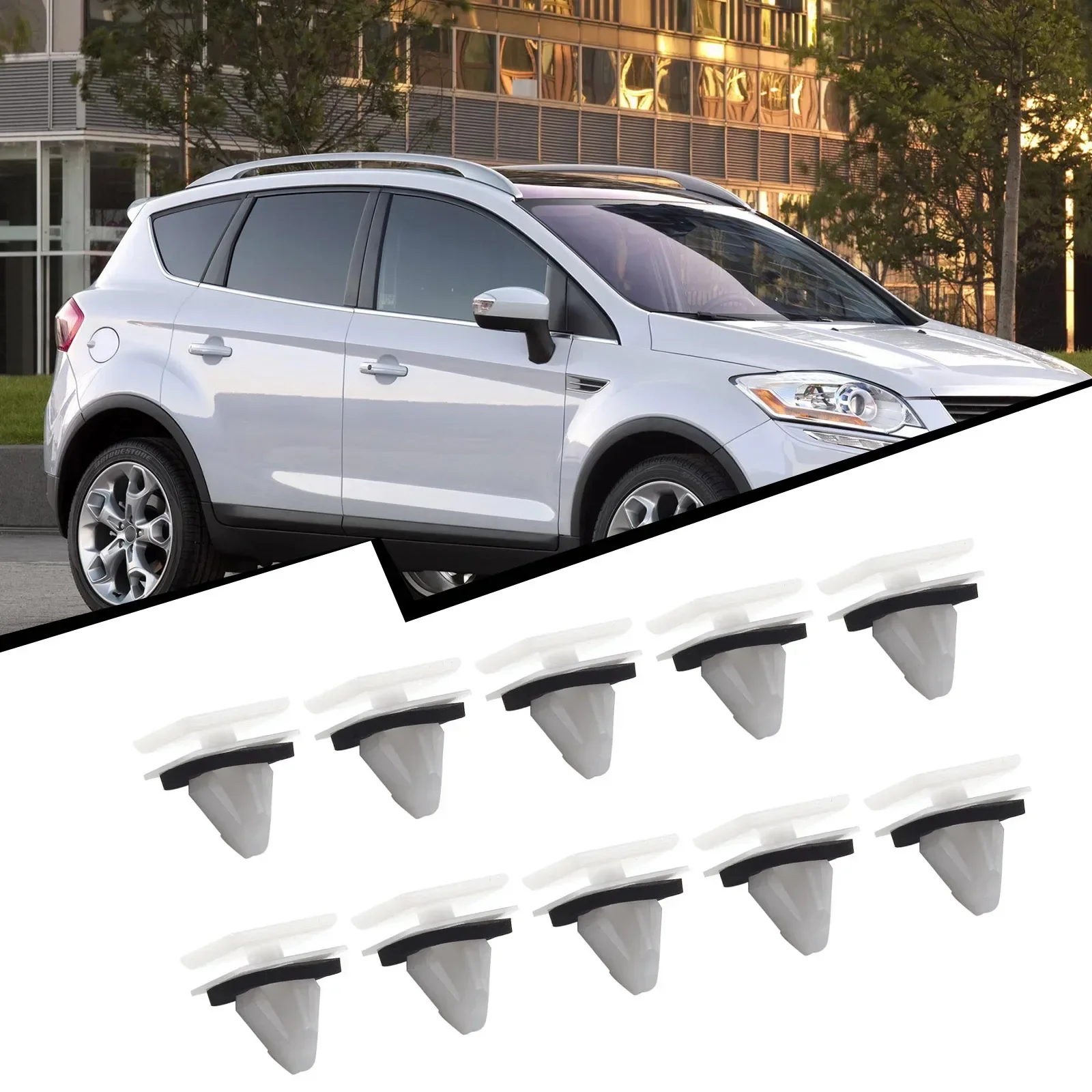 10Pcs Car Trim Panel Clips Moulding Sill Moulding Cover Trim Clip Compatible For Ford Edge(06-21) ABS Retainer Fastener