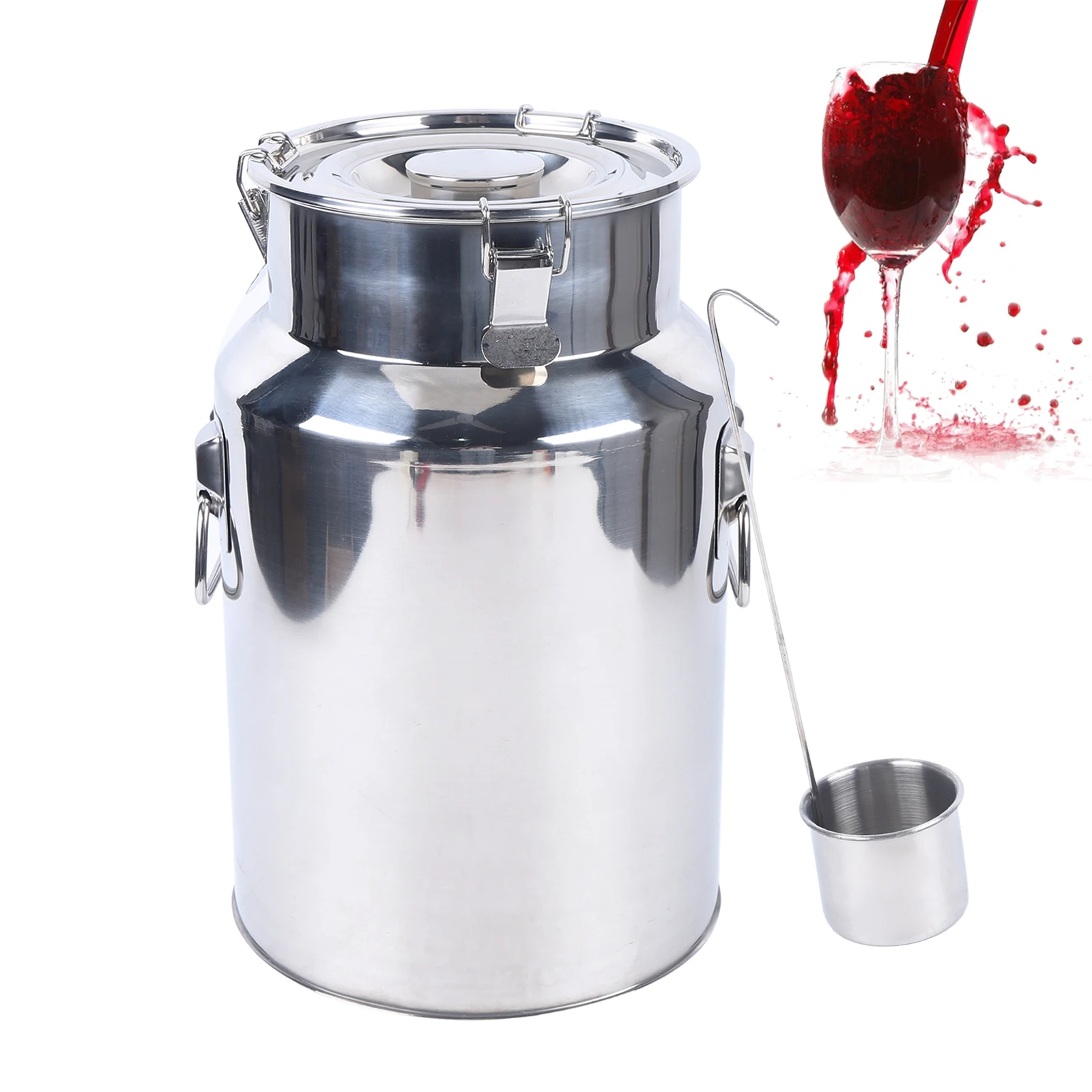 201 Stainless Steel Milk Jug Leak-Proof Lid Milk Jug Transport Jug Stainless Steel Container with Silicone Seal (18L)