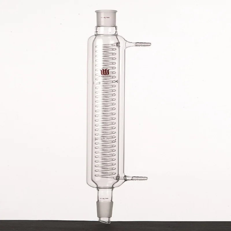 SYNTHWARE Serpentine condenser with interlayer, 19/22 24/40 29/42, Effective length 250mm-500mm, φ 10mm small nozzle, C33