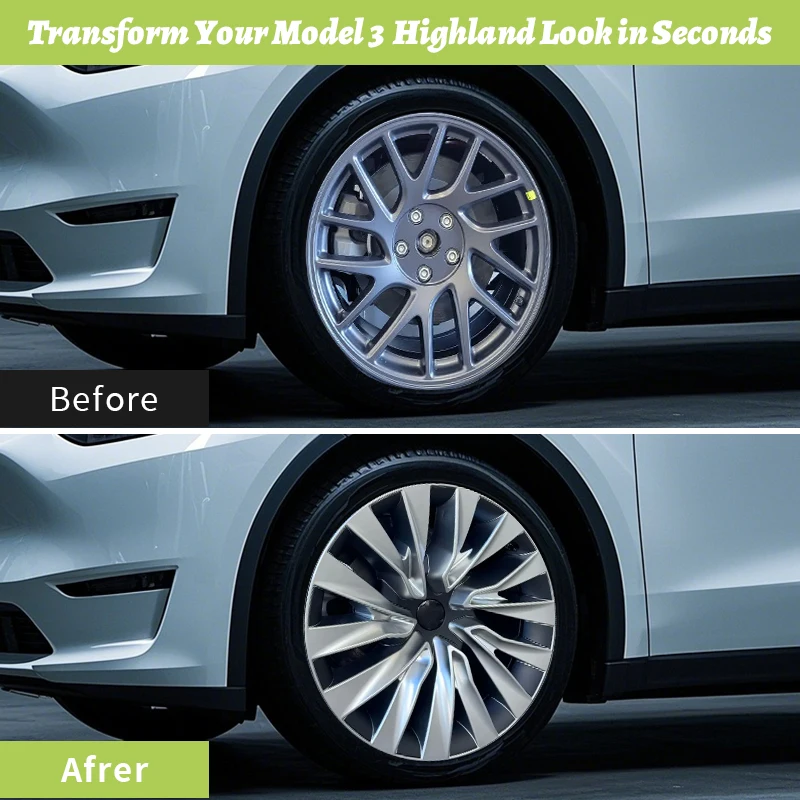 ٤ قطع غطاء عجلة توربيني مقاس 18 بوصة لتسلا موديل 3 هايلاند (2023–2025)، غطاء بديل عالي الأداء #4