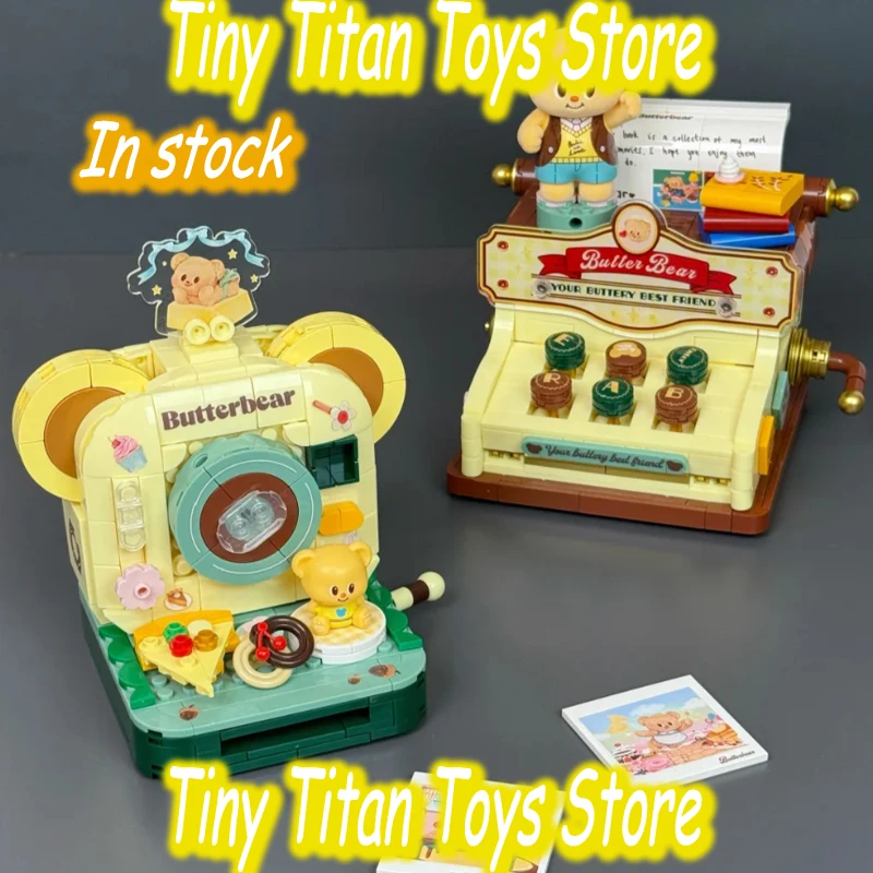 

Genuine Butter Bear Typewriter Building Blocks Cute Assembly Hot Sale Action Assembly Toy Girls Birthday Holiday Surprise Gift