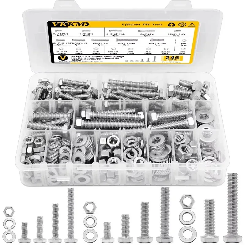 

VKKM Silver Hex Bolt Set for Furniture Assembly Home Appliance Repair and Building Decoration Durable and Corrosion Resistant