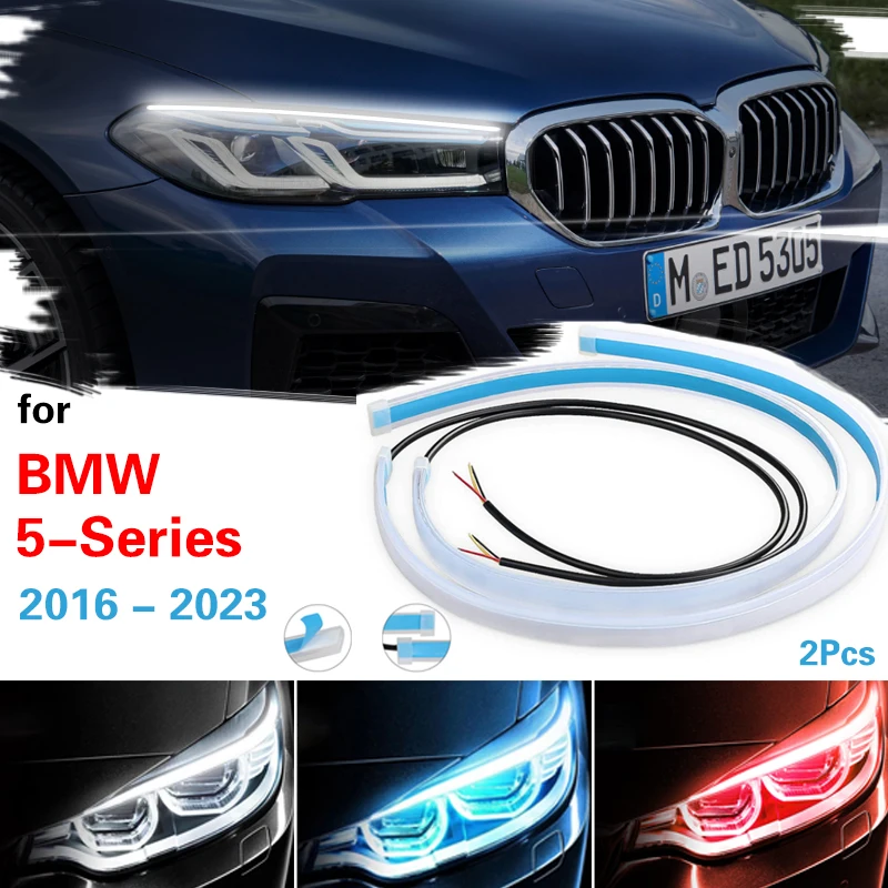 For Bmw 5-Series 2016-2023 Headlamp Light Guide Strip Scan LED Running Water Light Decorative Light Streamer Turn Signal Light