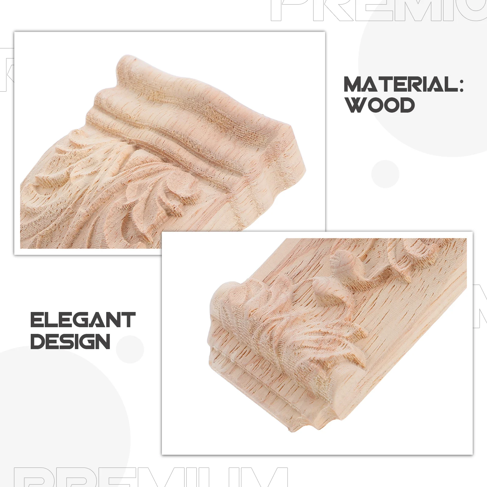 2 Stück römische Säulen aus Holz mit geschnitzten Holzaufklebern für die Tür, dekorative Konsolen, Eck-Onlay-Applikationen, unlackierte Holzschnitzerei