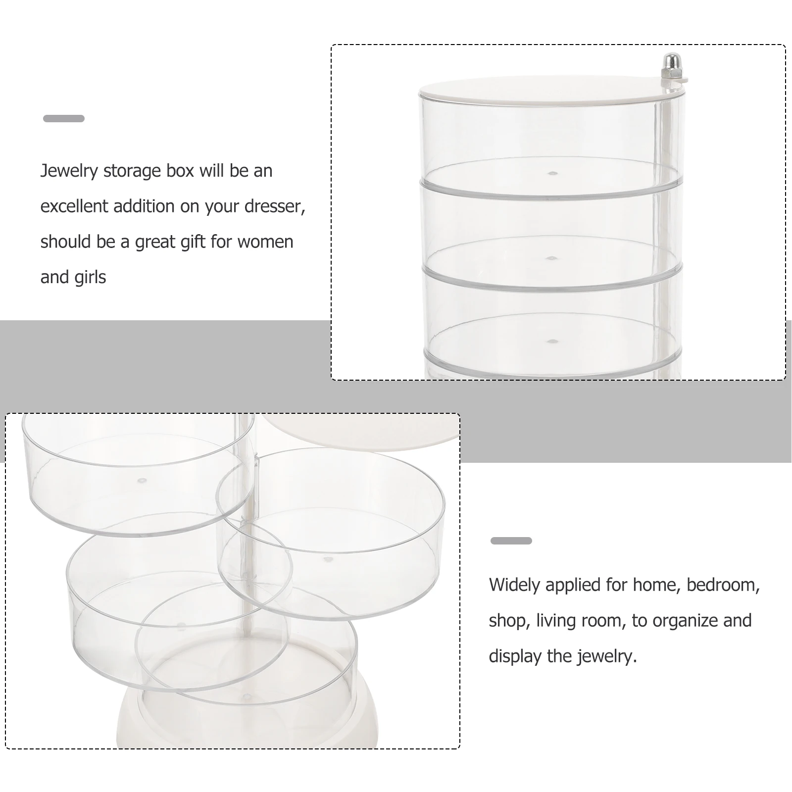 

Rotating Bracelet Box Small Jewelry Organizer with Clear Lid Jewerly Boxes Plastic Storage Organizers and Travel