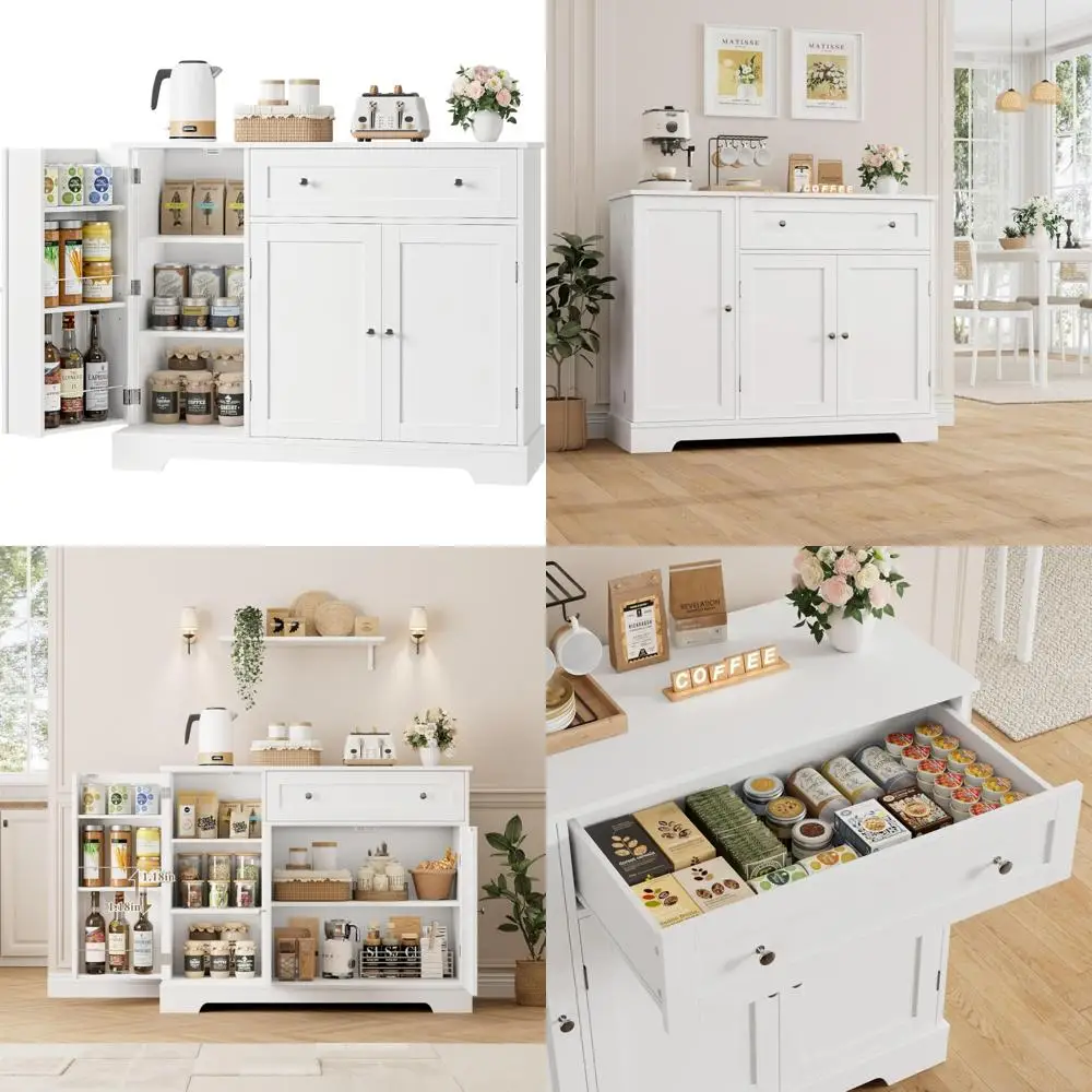Modern Wood Buffet Cabinet with Storage and Drawers for Kitchen and Dining Area