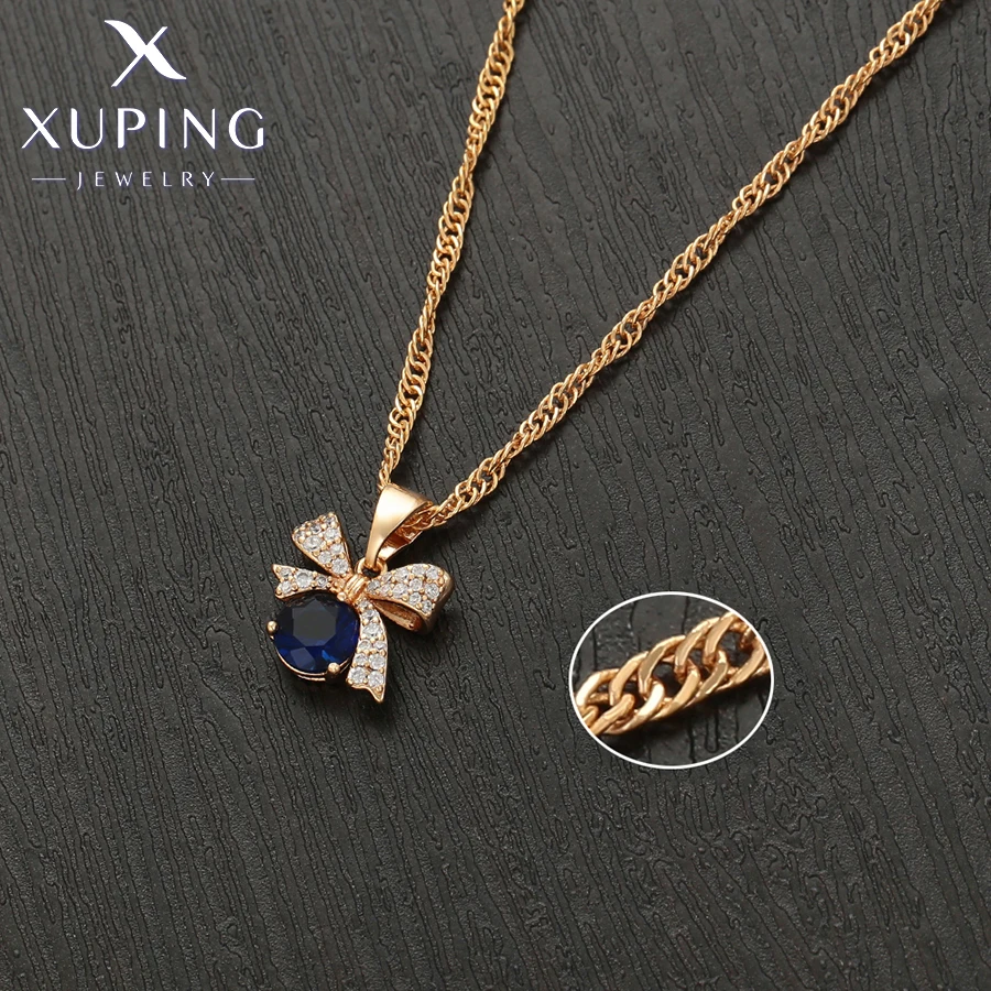 Xuping Jewelry Neu eingetroffen: Knotenförmiges goldfarbenes Ohrstecker- und Halsketten-Set für Damen, Party- und Geburtstagsgeschenk X001237881 – Detail 14