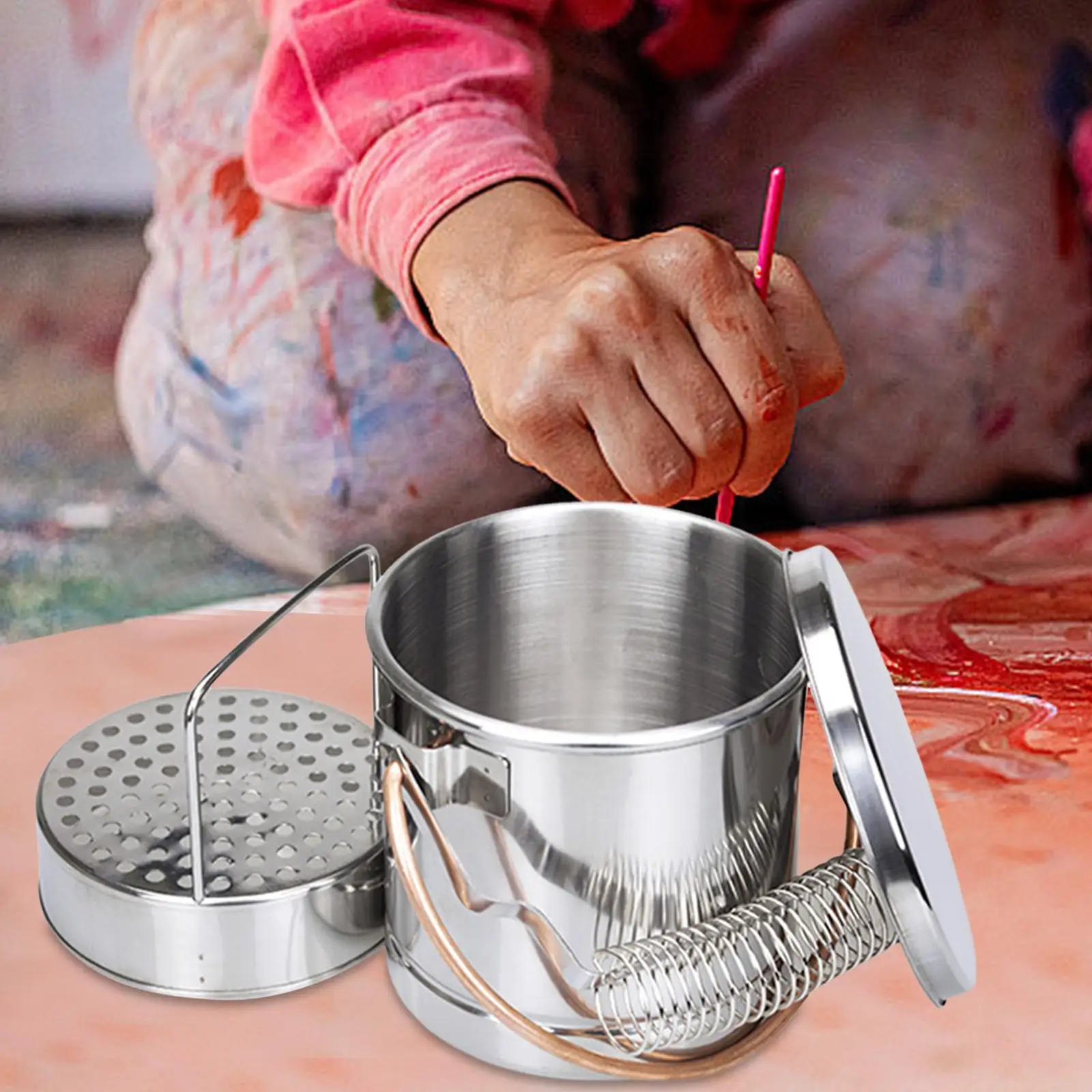 페인트 브러시 와셔 브러시 클리너 버킷 드로잉 도구, DIY 브러시, 물 배럴 브러시, 연필 페인팅 초보자용 청소 도구