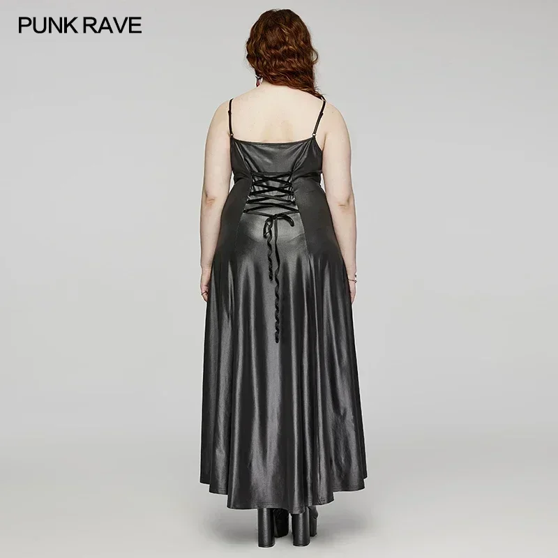 PUNK RAVE gotico fiore bruciato intrecciato bretella stratificazione Chiffon Patchwork cuciture abito elegante grande altalena abiti larghi