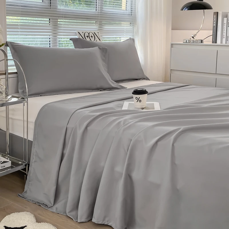 High Quality Microfiber Flat Sheet- Breathable Soft Lightweight Stain Resistant Easy Care for 1/2 People Bed Sizes